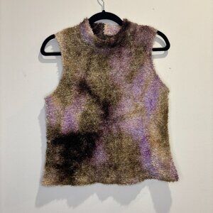 Vintage Unique Wool Blend Sleeveless Sweater Tank Made in Canada Size Large